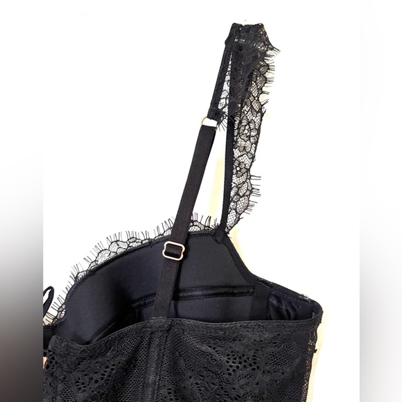 Victoria's Secret Bustier Bra Black Zip up Black Lace Medium Sexy Dream Angels - Picture 11 of 11